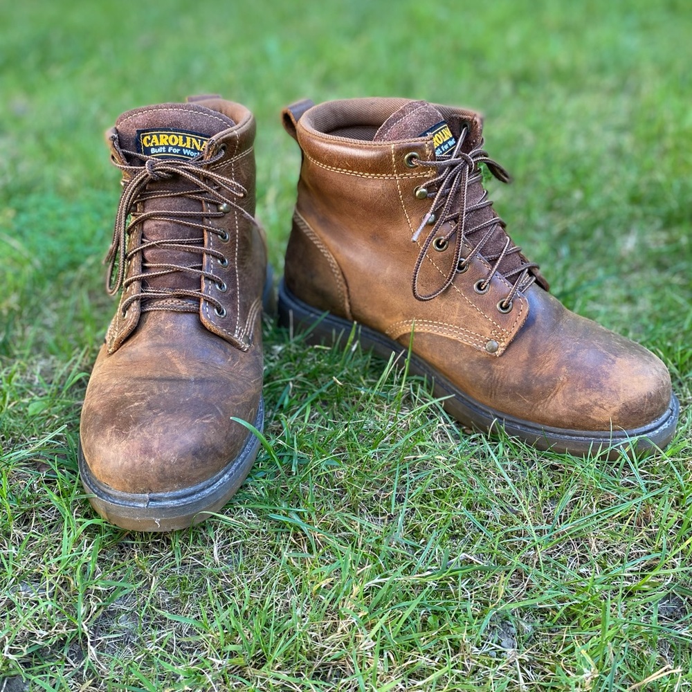 Men’s Carolina Leather Work Boots, size 10